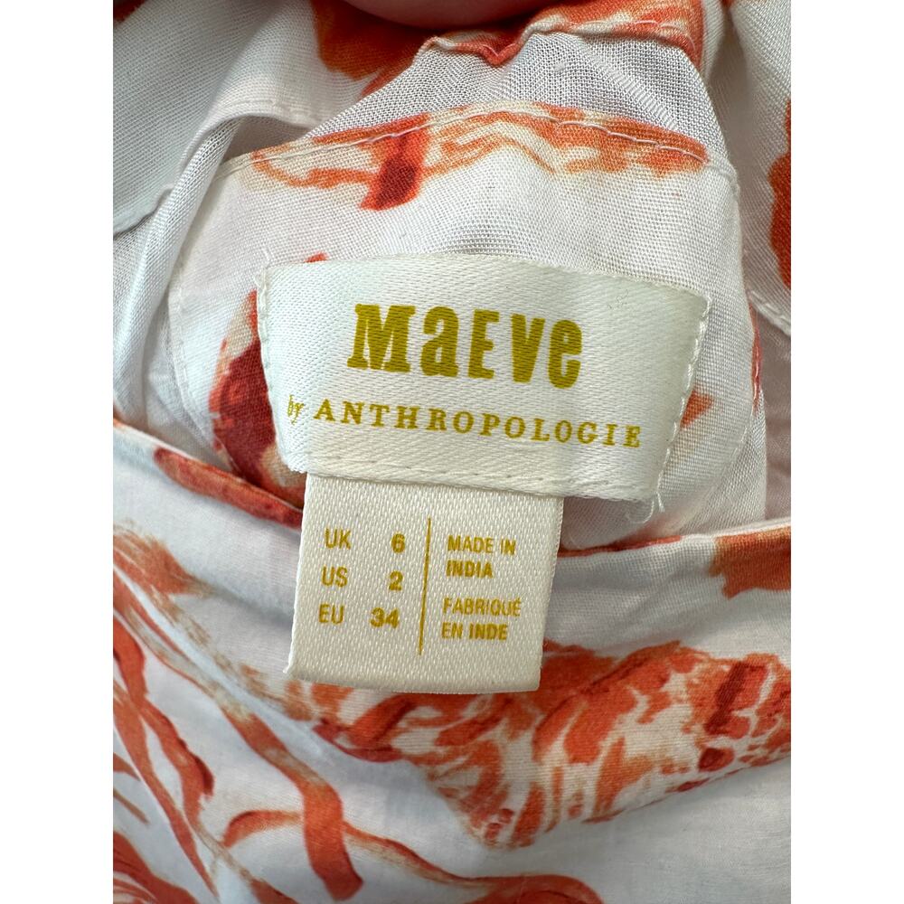 Anthropologie White Midi Skirt with Orange Shell Print - Picture 6 of 8